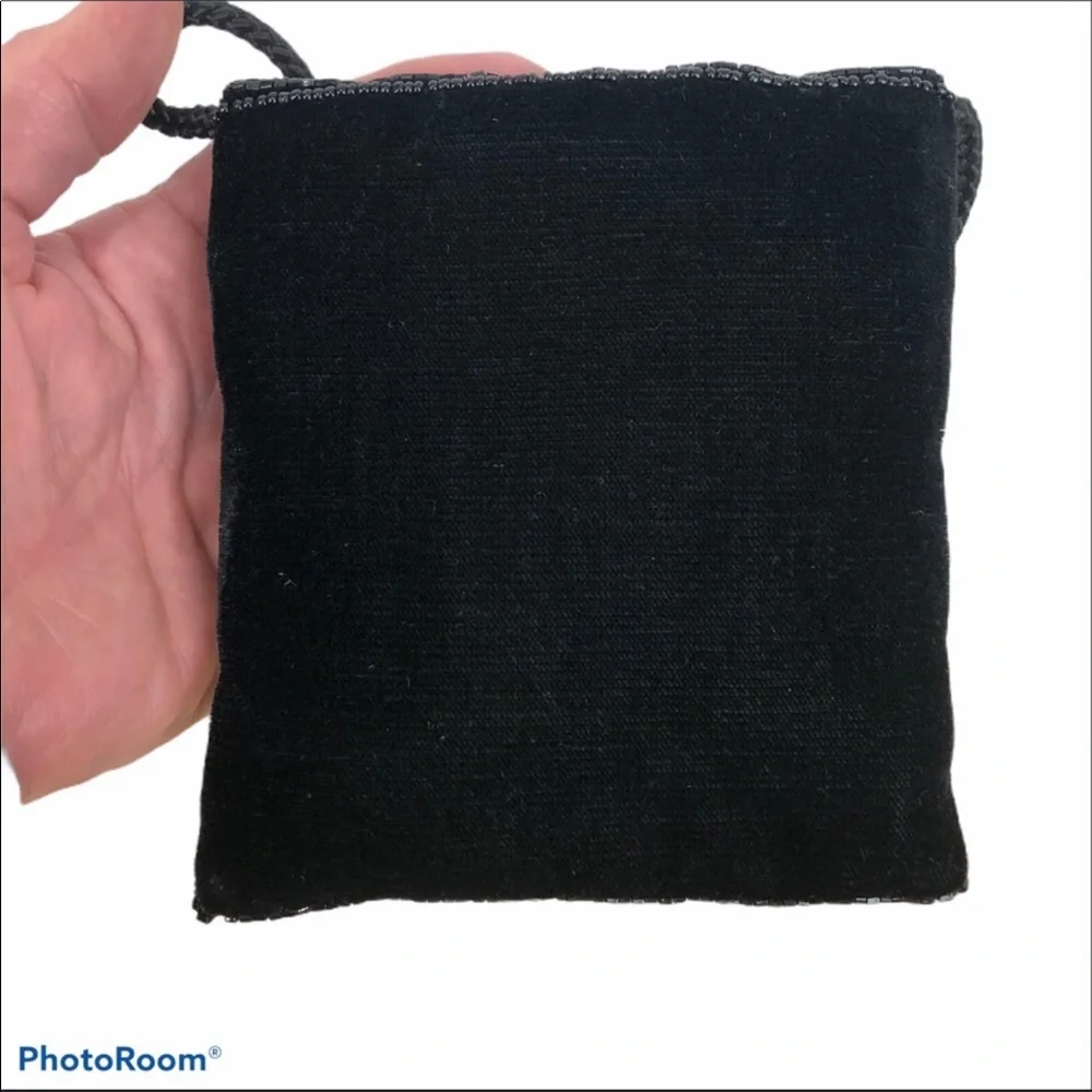 Beaded velveteen crossbody mini pouch bag